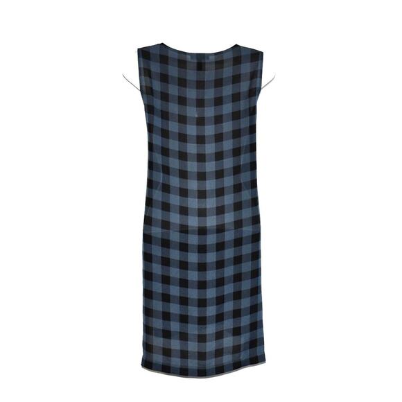 NEW EILEEN FISHER Blue & Black Buffalo Check Silk Scoop Neck Tunic Size XS $238 - Picture 5 of 7
